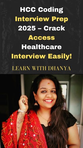 Learn MedicalCoding With Dhanya on Instagram: "Preparing for an Access Healthcare HCC coding interview? Here are the most commonly asked HCC department interview questions with clear, easy answers. Perfect for freshers, CPC students, and experienced coders preparing for: ✔ Access Healthcare ✔ Omega ✔ AGS ✔ Cognizant ✔ CorroHealth ✔ GeBBS ✔ Episource & more I’ve also added MEAT, linkage, documentation rules, RAF basics, and chronic condition guidelines so you can confidently crack your next inter