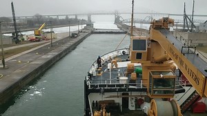 Time-lapse video shows U.S. Coast Guard ship cruising through Soo Locks
