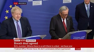 306K views · 334 reactions | "We have a deal." Boris Johnson says the UK and EU have reached "a very good deal", urging MPs to "come together to get Brexit done" alongside European Commission President Jean-Claude Juncker. bbc.in/2MRT9XZ | BBC Politics | Facebook
