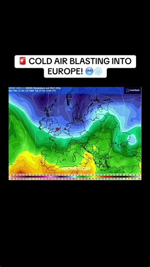 Two ECMWF weather charts show a dramatic shift in the pattern across Europe, with a deep pool of cold air spreading south and east. The UK sits close to the boundary between milder Atlantic air and colder continental air, while temperatures plunge across parts of northern and eastern Europe. Could this be a sign of a much colder spell ahead? 👀🥶❄️ • • 🥶🌨️ BALKANS UNDER A BLAST OF COLD AIR? The first ECMWF chart for 24 October shows a significant pool of cold air spreading across much of centr