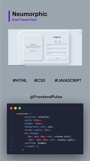 🤯Stop using Boring Forms! Try Neumorphic Dual Theme #html #css #cssanimation #javascript