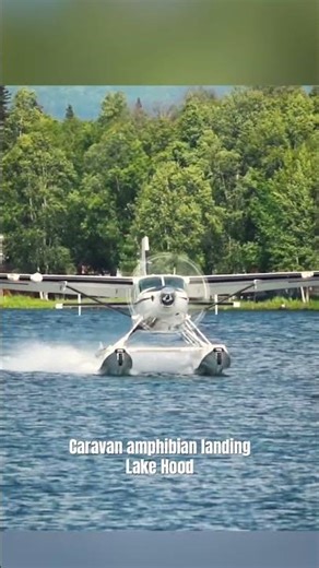 Caravan Amphibian landing at Lake Hood Anchorage Alaska. #avgeek #floatplane #flying