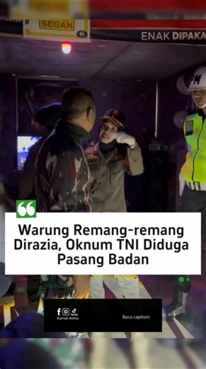 Aksi seorang oknum anggota TNI viral di media sosial setelah diduga membentak petugas wanita Satpol PP saat penertiban warung remang-remang di Samarinda, Selasa malam. Ketegangan terjadi ketika tim gabungan Satpol PP melakukan penertiban terhadap warung yang diduga menjual minuman keras tanpa izin. Dalam video yang beredar, oknum tersebut disebut memprotes petugas dengan nada tinggi dan mempertanyakan tindakan penertiban. Peristiwa ini memicu sorotan publik. Jika benar terjadi tindakan intimidas