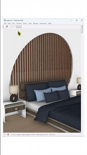 A modern bedroom feature wall in SketchUp using 1001bit Tools ✨Simple steps clean geometry & stylish