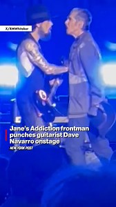 Jane’s Addiction frontman Perry Farrell punched guitarist Dave Navarro during an on-stage outburst as several crew members dragged him off stage, abruptly ending the reunited band’s Boston concert. | New York Post
