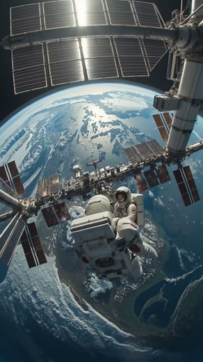 Astronauts spacewalk at 250 km as Earth’s deserts, oceans, and cities glow below 🌍🚀#ISS #Spacewalk