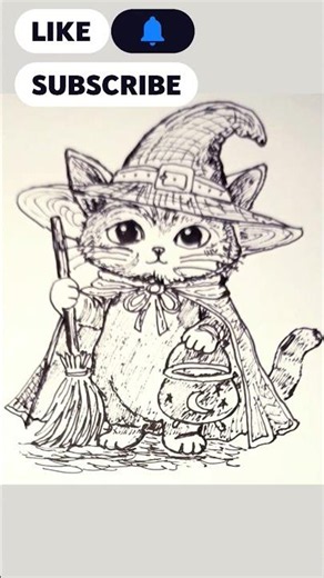 witch cat drawing#drawing#zeichnung