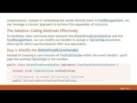 How to Call a Method Outside a Class with the Same Object in Java FoodManagerPane