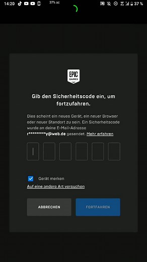 Gib den Sicherheitscode für Epic Games ein