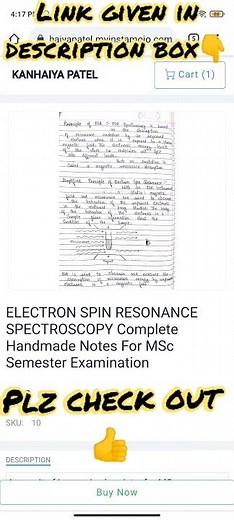 ELECTRON SPIN RESONANCE SPECTROSCOPY (ESR) | PDF Notes For MSc. Semester Exam |