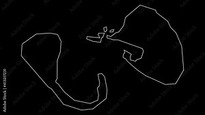 Manuae district of Cook Islands map outline animation