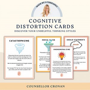 Cognitive distortion cards, flexible thinking, cognitive behavioral therapy