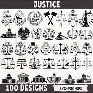 Justice Scales Lady of Justice SVG Bundle, Courthouse Gavel Sword Law Symbols Clipart, Lawyer Attorney PNG EPS Cricut Silhouette Files - Etsy