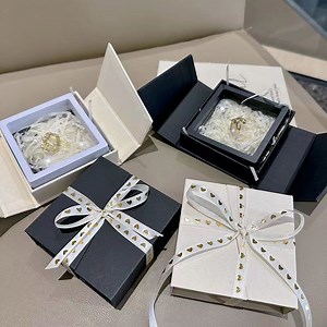 [Hot Item] Custom Dimensions Luxury Jewelry Box Double Door Open Luxury Paper Packaging Box with Ribbon Closure