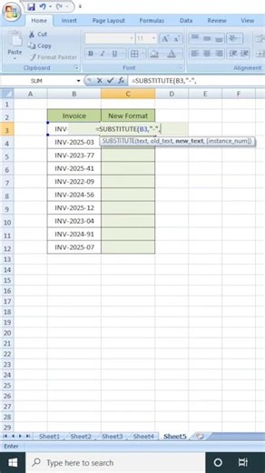 Excel SUBSTITUTE Formula | Replace Dash (-) with Slash (/) in Seconds #excel #substitute