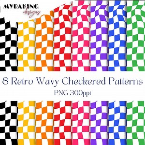 Retro Wavy Checkered PNG Bundle, Checkerboard Printable Background Checker Grid Scrapbook, Png Sublimation, Seamless Pattern Set of 8 - Etsy UK