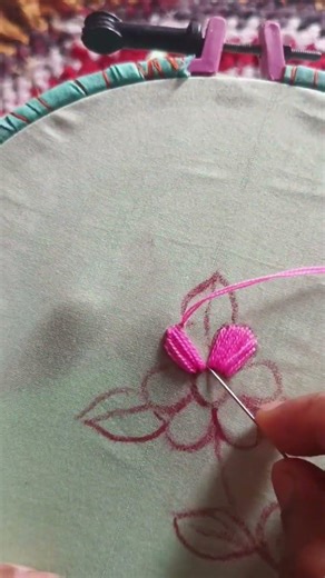 Hand embroidery flower #shorts #embroidery #youtubeshorts
