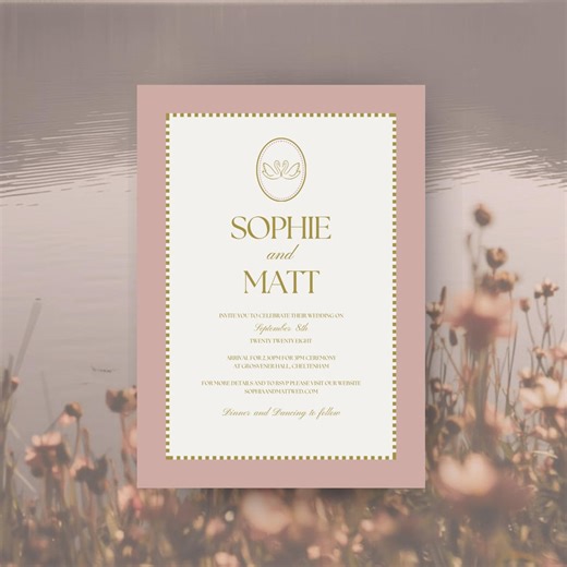 Pink Wedding Invitation Template - Etsy