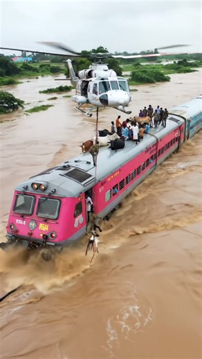 Helicopter Rescue Amid the Storm #trending #shorts #flood #viralvideo