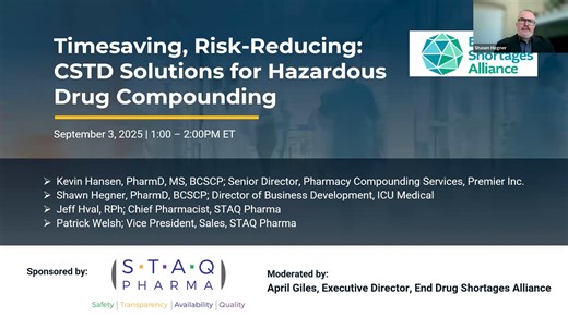 Watch On-Demand: CSTD Solutions for Hazardous Drug Compounding