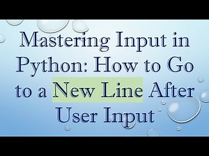 Mastering Input in Python: How to Go to a New Line After User Input