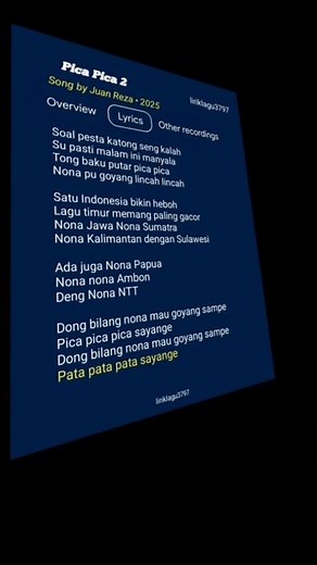 lirik lagu pica pica 2 - juan reza (lyrics)