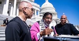 Rep. Hakeem Jeffries, Sen. Cory Booker hold a sit-in protest on the steps of the Capitol.