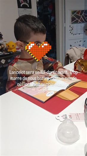 Kim Juvia Chauvet on Instagram: "Lancelot sera en IEF dorénavant. Trop marre de nous battre dans un monde où l'inclusion semble illusoire. Après discussion avec Lancelot, Super PAPA et moi, avons pris la décision de le mettre seulement le jeudi matin ( grâce à un avenant ). Le reste du temps je lui ferais donc l'école moi même. Le CP continue donc à la maison ( c'était déjà un peu le cas en ce moment ). #ief #inclusion #tsa #handicap #reellife"