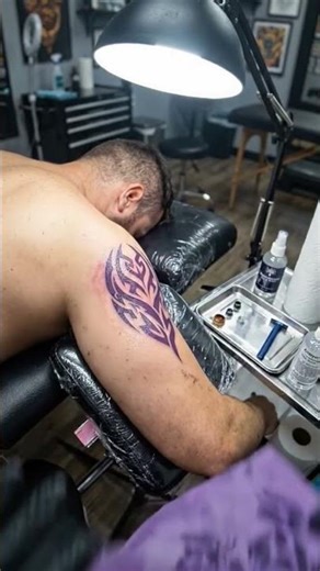 Tribal Shoulder Tattoo Timelapse | Full Process Start to Finish #tattooartist