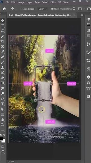 Waterfall Out of Phone | Photoshop & After Effects Magic | #shorts