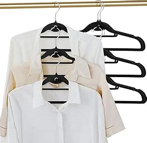 Velvet Clothing Hangers Slim Stackable Non-Slip Black Suit Hanger Space Saving Clothes Hanger Heavy Duty Adult Hangers with 360°Swivel Hook Pack of 20