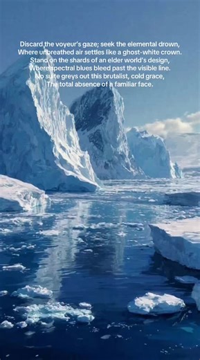 Discard the voyeur’s gaze; seek the elemental drown, Where unbreathed air settles like a ghost-white crown. Stand on the shards of an elder world’s design, Where spectral blues bleed past the visible line. No suite greys out this brutalist, cold grace, The total absence of a familiar face. #antarctica #polar #expedition #hx #hxexpeditions