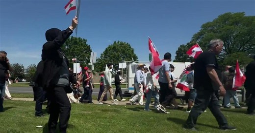 Lebanese Americans march in solidarity after Eid prayers