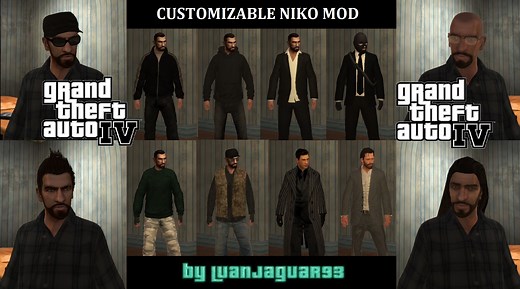 GTA IV - Customizable Niko Bellic Extended Mod by LuanJaguar93 for Grand Theft Auto IV