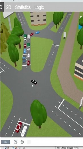 моделирование движения автомобилей на дорогах, перекрёстках визуализация AnyLogic трафик #shorts