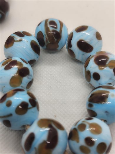 Blue Batik Pattern Murano Glass Balloon Statement Jewelry Beads - Etsy