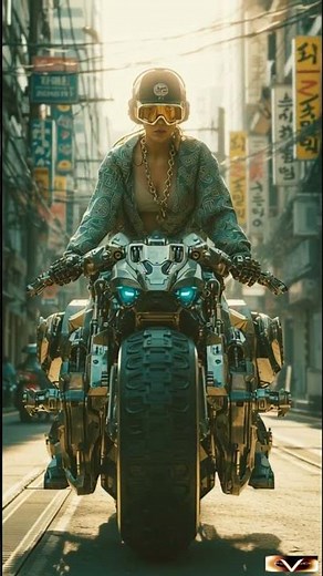 Futuristic Robot Girl Riding on Transforming Bike | 4K Sci-Fi Cinematic #shorts #robotgirl #scifi