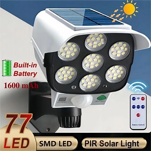 PMMIPNW Solar Outdoor Light 77-LEDs Motion Sensor Outdoor Solar Lights, IP66 Waterproof Outdoor Floodlight for Patio, Garden, Driveway