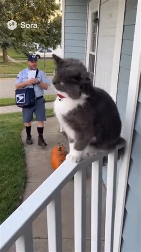 Cat Hates Mailman #aigenerated #funnypets #enemies #humor #mailman #funny #noanimalsharmed | Bee Funny Too | Facebook