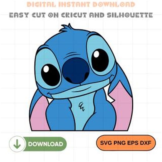 Stitch Head SVG, Cute Face Clipart PNG, Smiling Stitch Cricut Cut File, Lilo Stitch Digital Design, Birthday Party Printable - Etsy