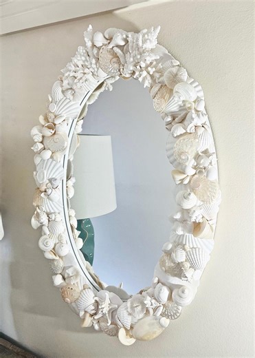 Seashell Mirror – Ready to Ship - 20" X 28" Coastal Bathroom Decor, Natural Shells and Coral - Etsy