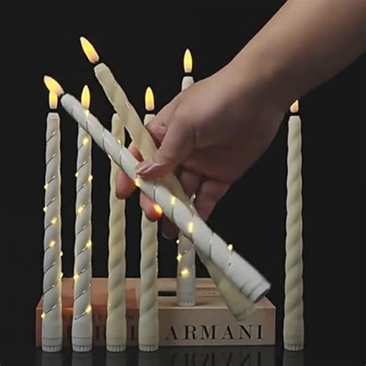 Flammenlose LED Kerzen mit Timerfunktion, LED Stabkerzen Batteriebetrieben, Elektrische Kerzen Flackernde Flamme mit Fernbedienung, Elektrische Kerze Stabkerzen für Weihnachten Hochzeit, 6 Stk (Beige)