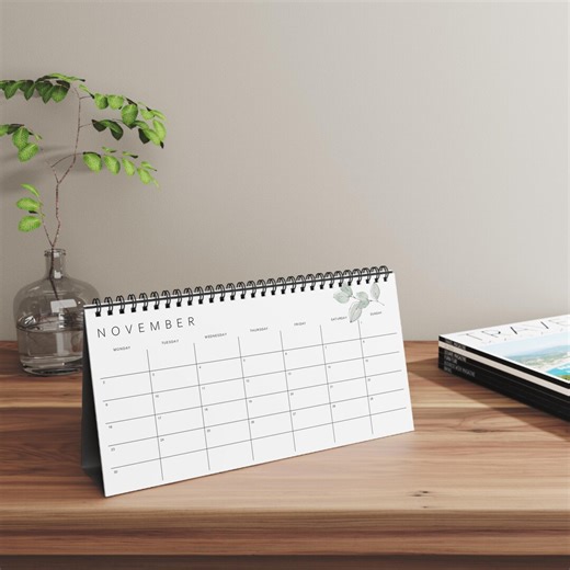 Small Standing Flip Desktop Calendar, Minimalist Monthly Planner With Greenery - Etsy Australia