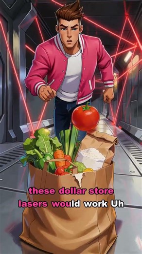 Cyberpunk grocery smuggling heist through a laser grid #cyberpunk #heist #animation