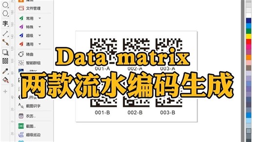 datamatrix两款流水编码批量生成排版 | CDR魔镜插件