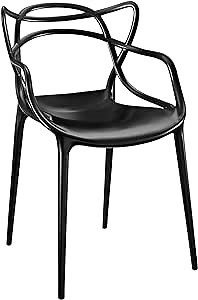 Modway Entangled Modern Molded Plastic Kitchen and Dining Room Arm Chair in Black - Fully Assembled