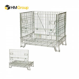 [Hot Item] Galvanized Warehouse Industrial Collapsible Folding Steel Wine Bottle Wire Containers