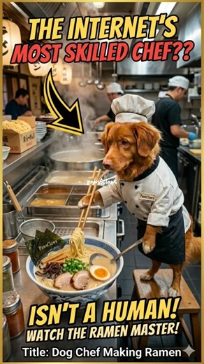 Dog Chef Making Ramen 🍜 Funny Cooking Dog Goes Viral #DogShorts #FunnyDogs #CutePets