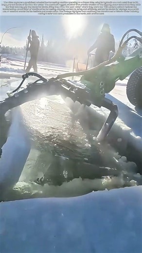 Harvesting Ice: How a Specialized Machine Lifts Cut Blocks from a Frozen Lake