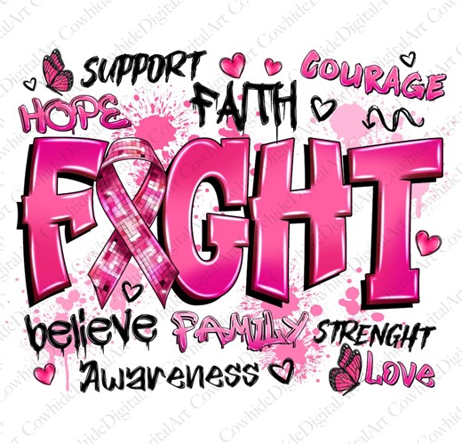 Fight Cancer PNG: Breast Cancer Awareness, Sublimation Design (digital Download) - Etsy